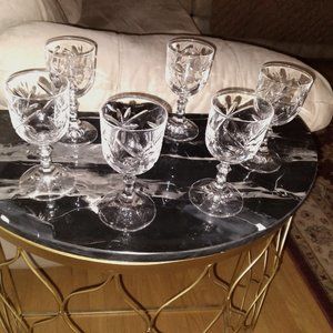 Vintage Elegant Crystal Set of Six Glasses, Made in Europe
